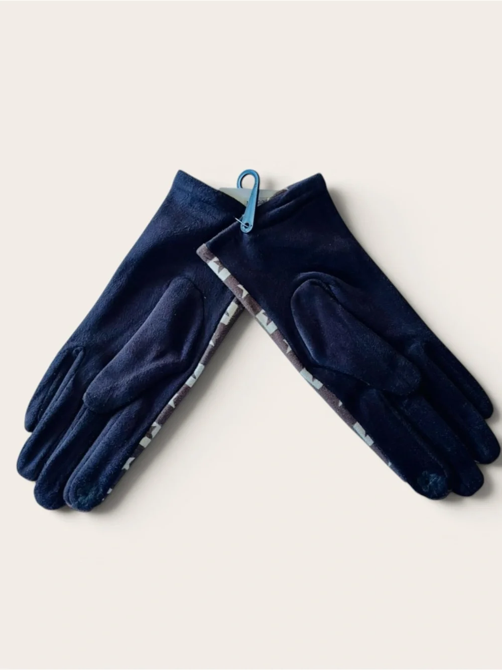 New Women’s M/L Brown Monogram Print Stretch Gloves Soft Touch Winter Fall